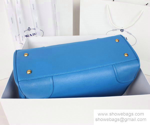 2014 Prada royalBlue calfskin leather tote bag BN2324 light blue - Click Image to Close